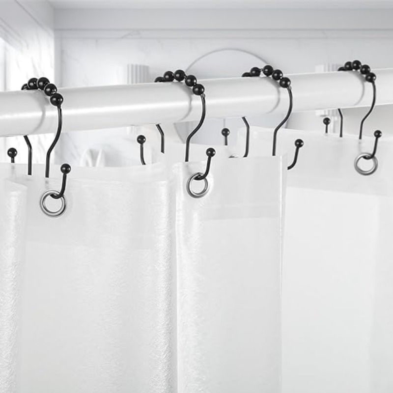 12pcs Hollow Ball Shower Curtain Hooks Luxury Quality Rustproof Stainless  Steel Shower Curtain Rings Hooks For Bathroom Rod -z