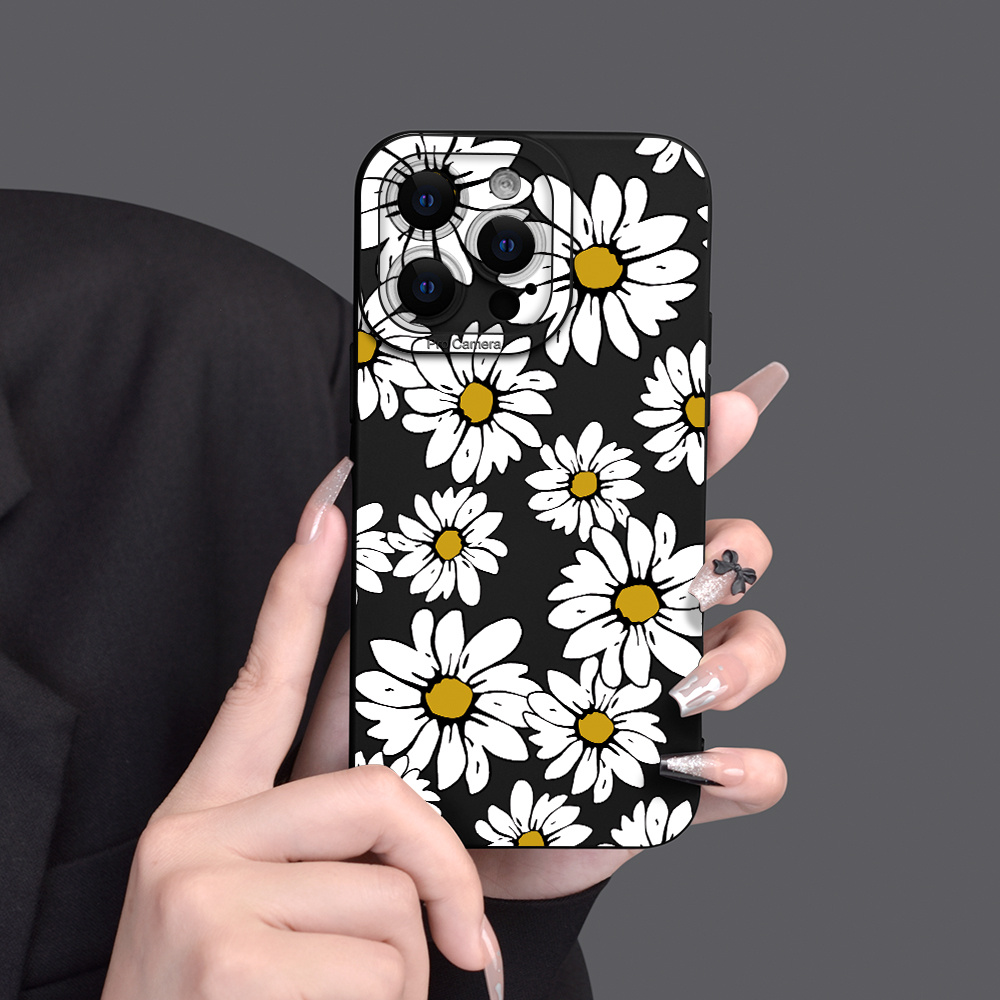 

Daisy Pattern Mobile Phone Case Full-body Protection Shockproof Anti-fall Tpu Soft Rubber Case Color: Transparent White Black For Men Women For Iphone 15 14 13 12 11 Xs Xr X 7 8 Mini Plus Pro Max Se