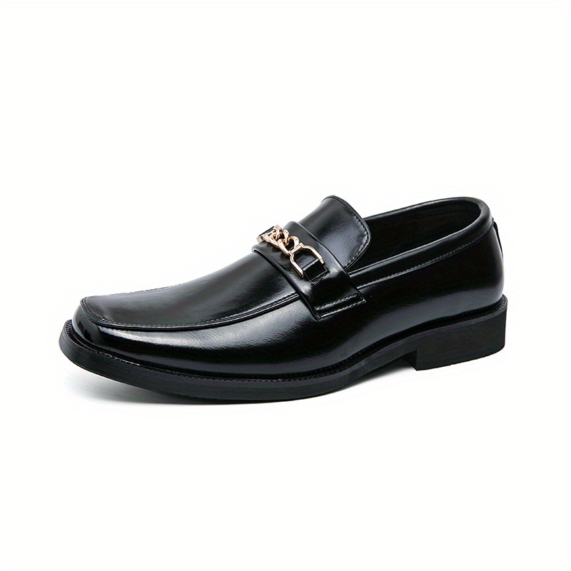 solid squared toe bit loafers plus size men s pu leather
