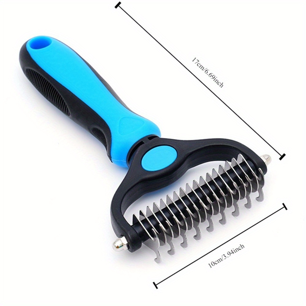 2 pieces pet detangling brush extra wide double sided knotting comb knotting knife rake comb double side grooming comb details 4