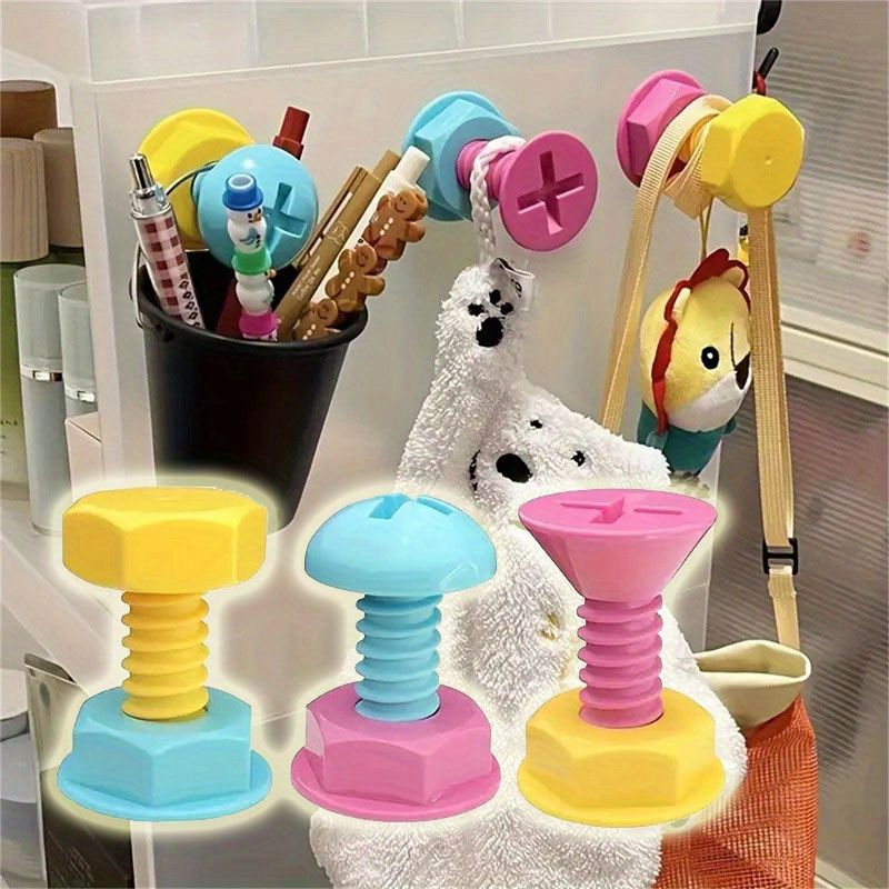 Expandable Screw shaped Plastic Hooks Colorful Adhesive - Temu