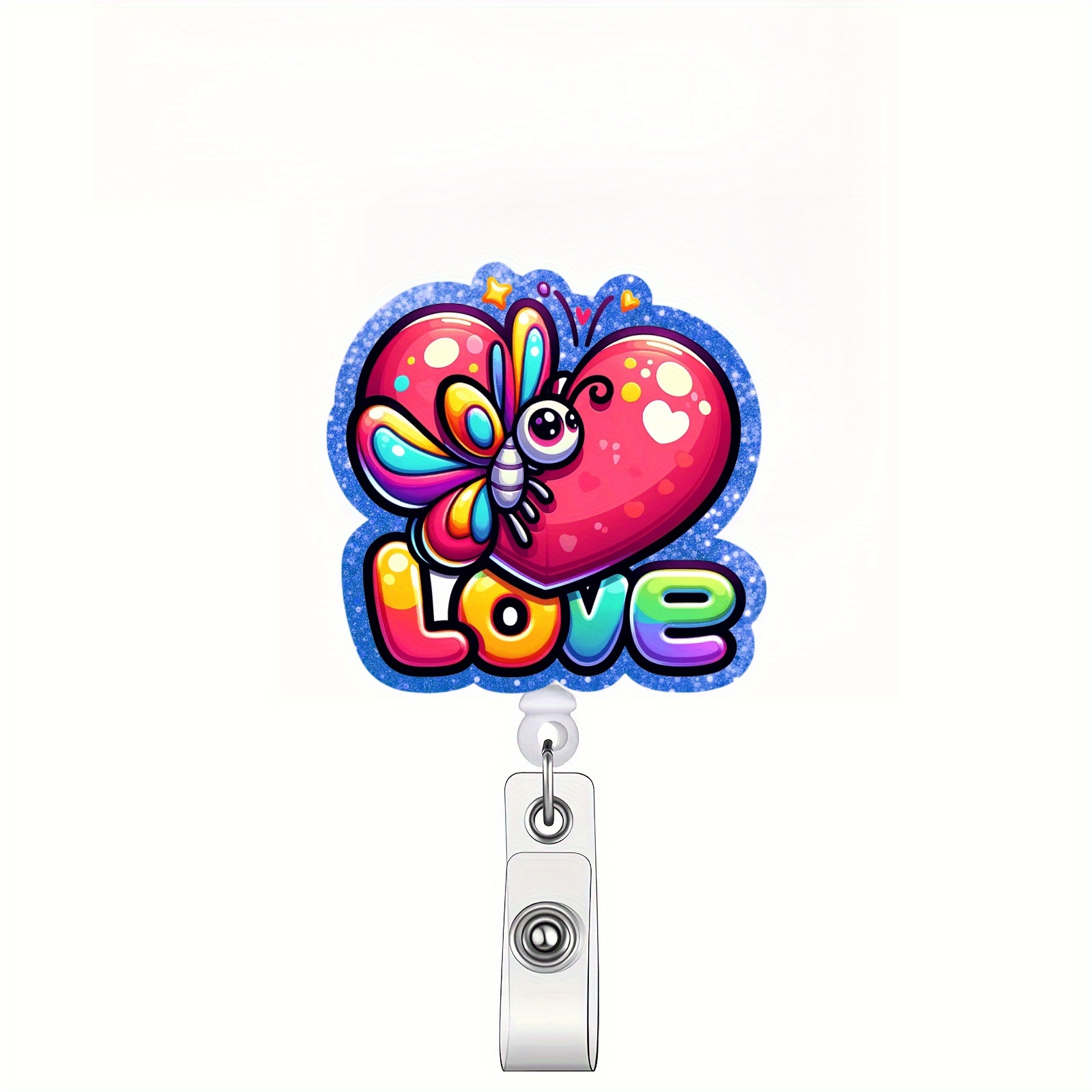 Cartoon Love Badge Reel Clip Adorable Acrylic Badge Holder - Temu