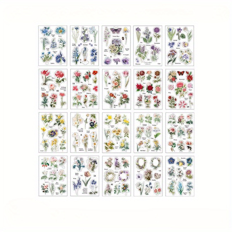 200 Adesivi Scrapbooking Fiori E Piante – Stickers Estetici In PET, Decorazioni Per Diario, Album, Cellulare - 4