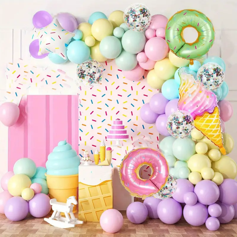 140pcs Donut Ice Cream Balloon Arch Set, Birthday Party Decoration, Summer  Party Decoration, Holiday Friends Party Decoration, Carnival Decor, Home Ro