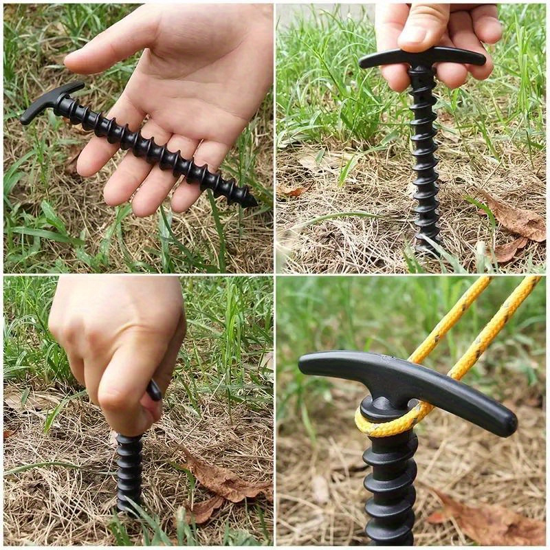 10pcs outdoor ground stakes windproof canopy tent spiral nails for camping outdoor tools red black green today s best daily deals temu canada details 0