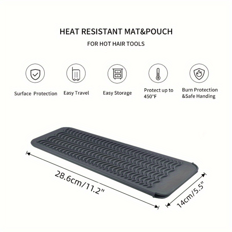 TEMU 1pc Of Heat-resistant Travel Mat, Pad For Heat Insulation Suitable For Curling Irons And Hair Straighteners