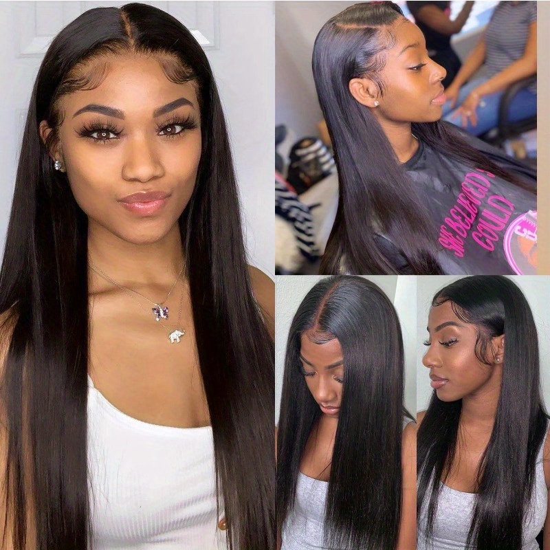 34 Inch 5X5 Glue Free Ready To Wear Go Preplucked Straight Hair Wig HD Transparent Lace Front Closure Wig 130