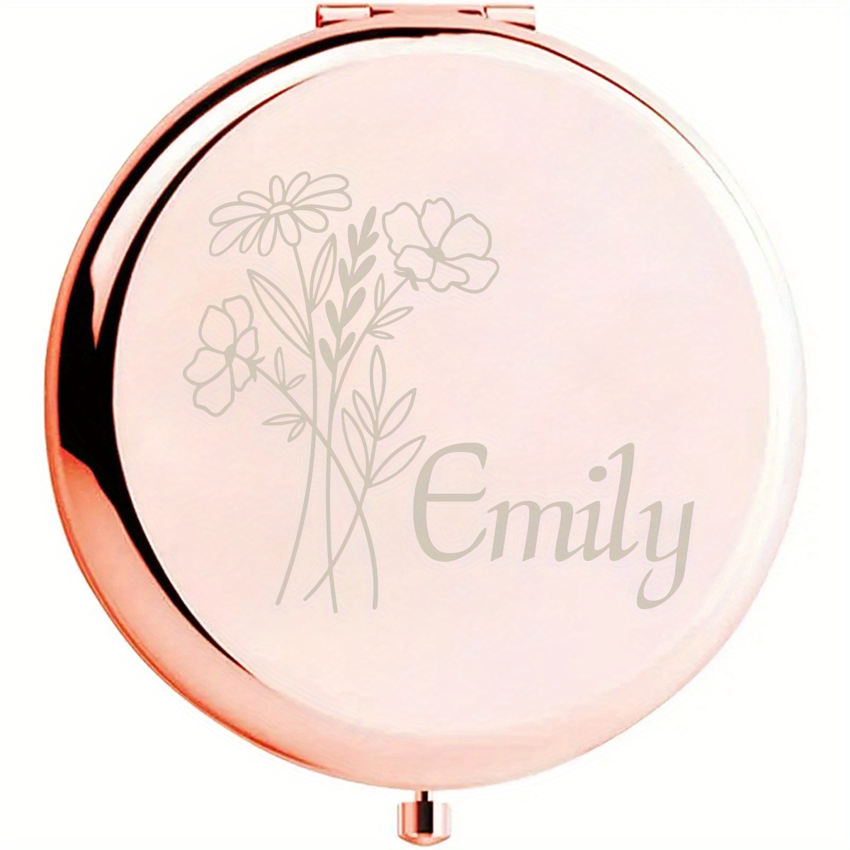 TEMU Custom Name Flower Mirror Compact Pocket Makeup Folding Mirror Graduation Gift Give Gifts Sister Bridesmaid Party Gift Birthday Gift Christmas Gift