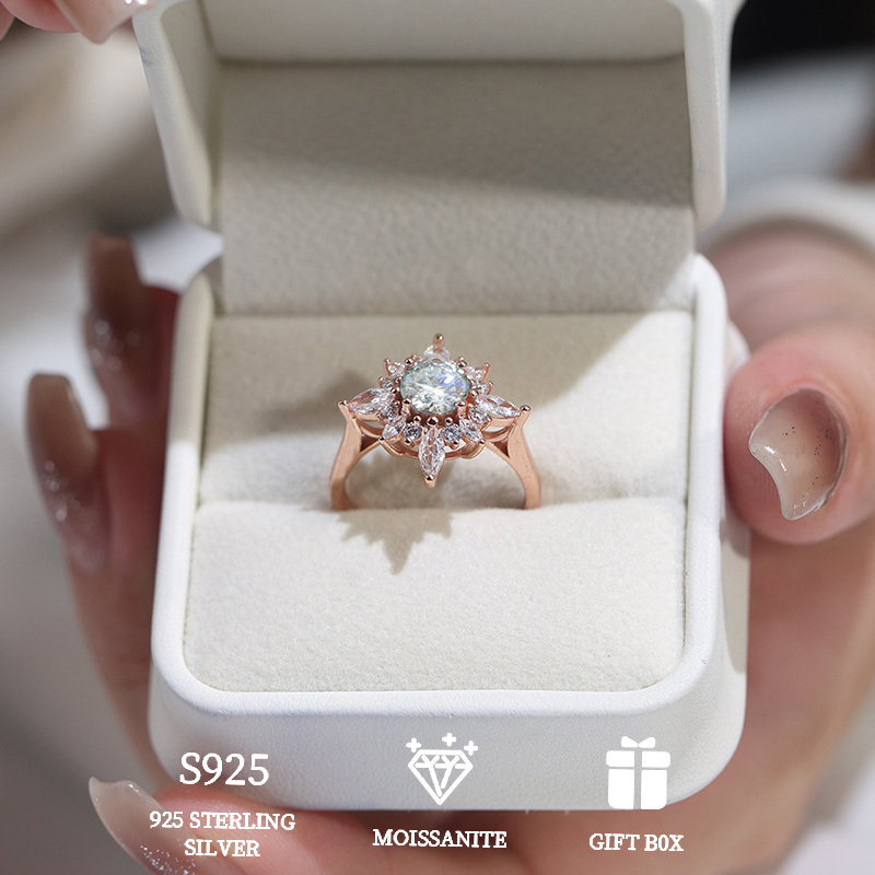 elegant 1ct moissanite   in rose golden hypoallergenic s925 sterling silvery   engagement valentines day gift with certificate and luxury gift box details 4