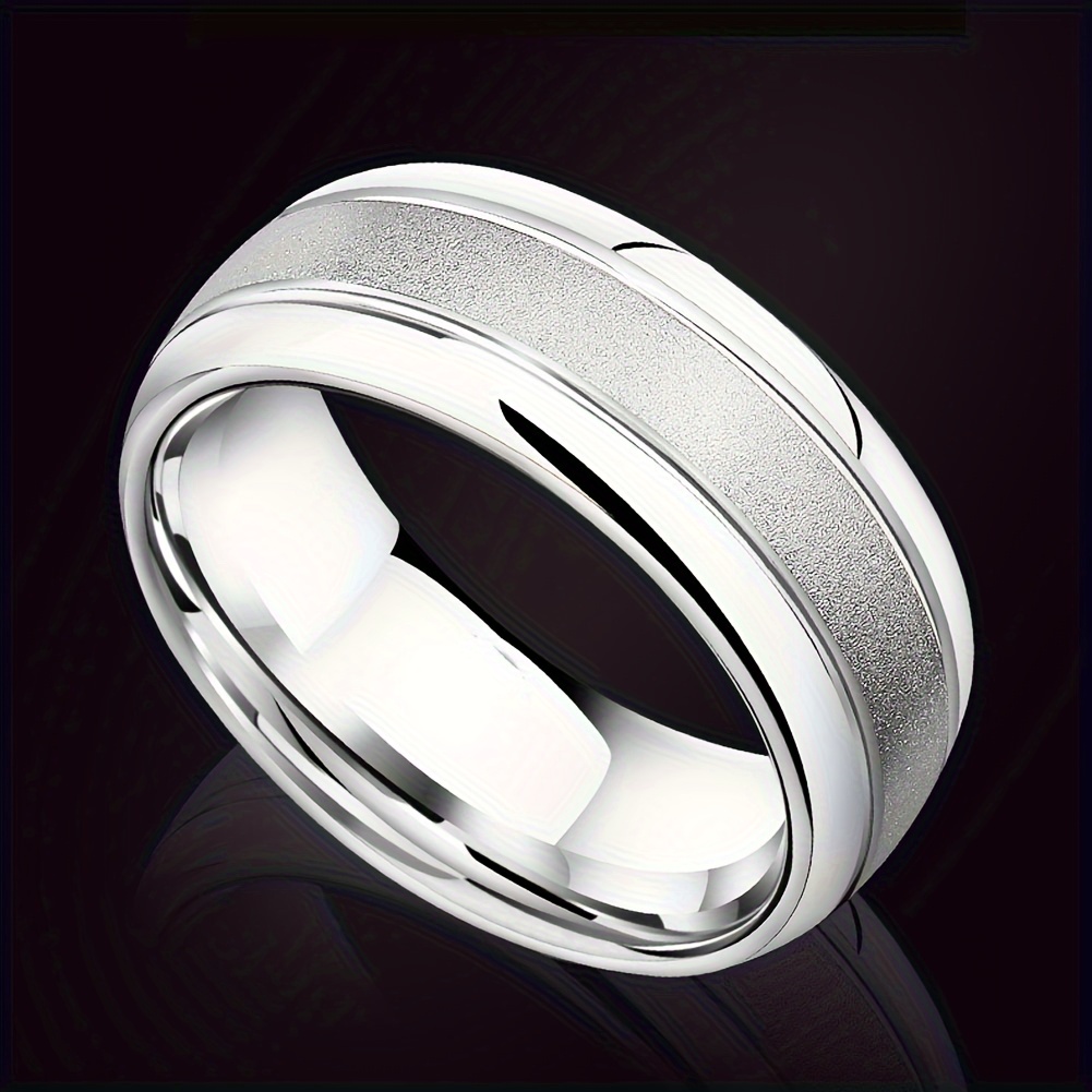 Men's Matte Golden Titanium Steel Wedding Ring, 8mm Width