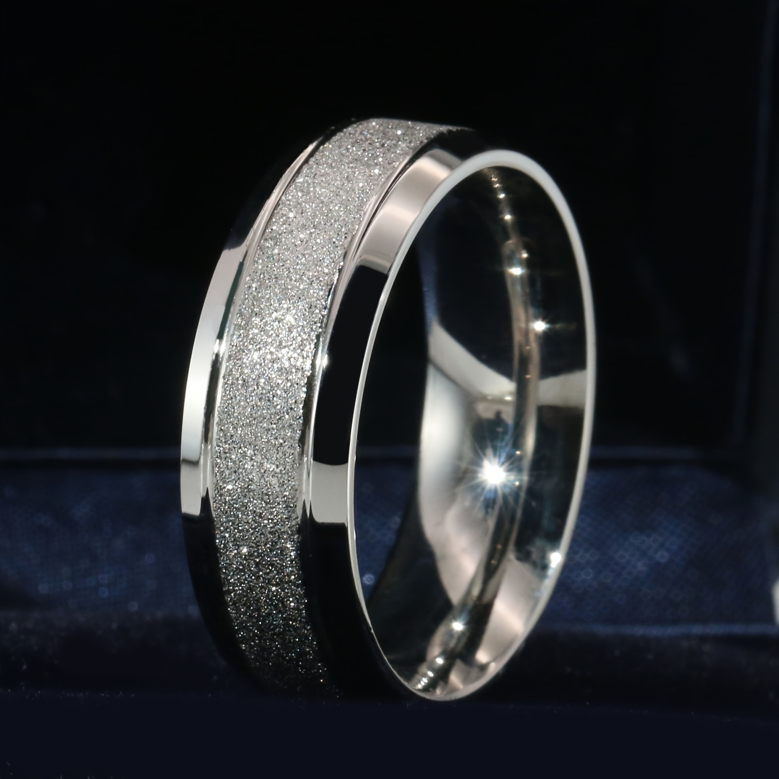 Men's Matte Golden Titanium Steel Wedding Ring, 8mm Width