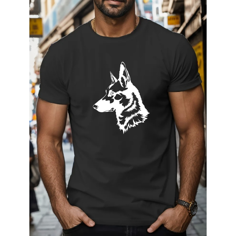 

Handsome Dog Print T Shirt, Tees For Men, Casual Short Sleeve T-shirt For Summer