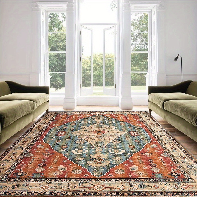 

Bohemian Print Area Rug, 750g/m² With Non-slip Tpr Backing, 4mm - Decor For Living Room, Bedroom, Entrance, Hotel , And Commercial Use