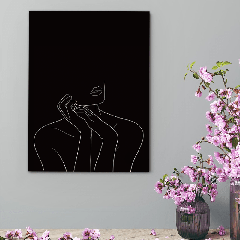 

(upgraded Thickened Oil Canvas + Waterproof Sunscreen + Roll Packaging) 1pc Black Bottom Minimalist Line Canvas Painting 30*40 Cm Black Minimalist Decoration Canvas Painting Wall Art