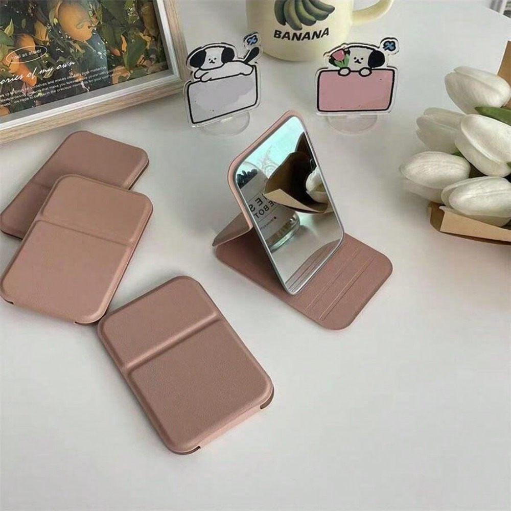 

1pc Foldable Makeup Mirror, Portable Handheld Mini Mirror For Grooming, Dormitory Tabletop And Office Use, Adjustable And Portable Folding Mirror, Vanity Mirror