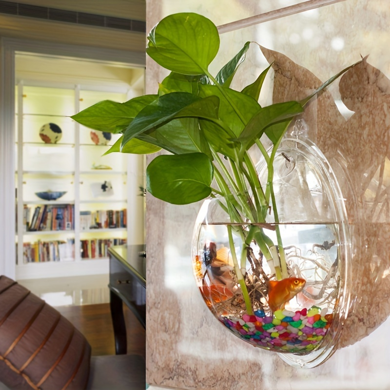 Creative Fish Bowl Acrylic Wall Hanger Tank Aquariums Vase Home