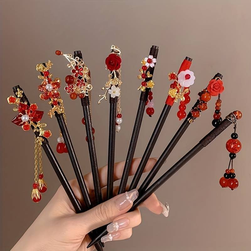 

Court Style Hair Stick, Handcrafted Decorative Hairpin With Pendants, Traditional Women's Cheongsam Hair Accessory, Vintage Hair Jewelry For Girls