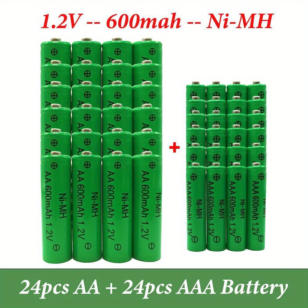 

Ensemble, AA+AAA, Batterie rechargeable NiMH AA 1,2V originale AAA 1,2V Batterie 600mAh Pour Mp3 Télécommande Mobile LED Torche Jouet Torche Batterie (Double A+AAA)
