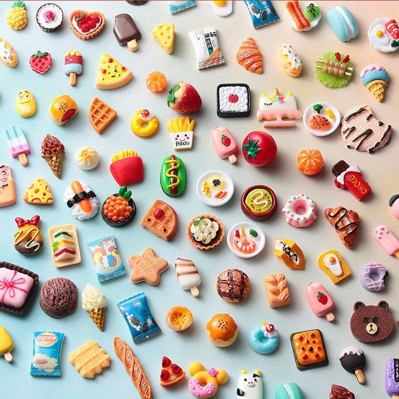 20 100pcs miniature food drinks bottle tableware assorted pretend foods mini dollhouse accessories mixed resin kitchen food cutlery kitchen cooking game party favors halloween christmas gift details 5