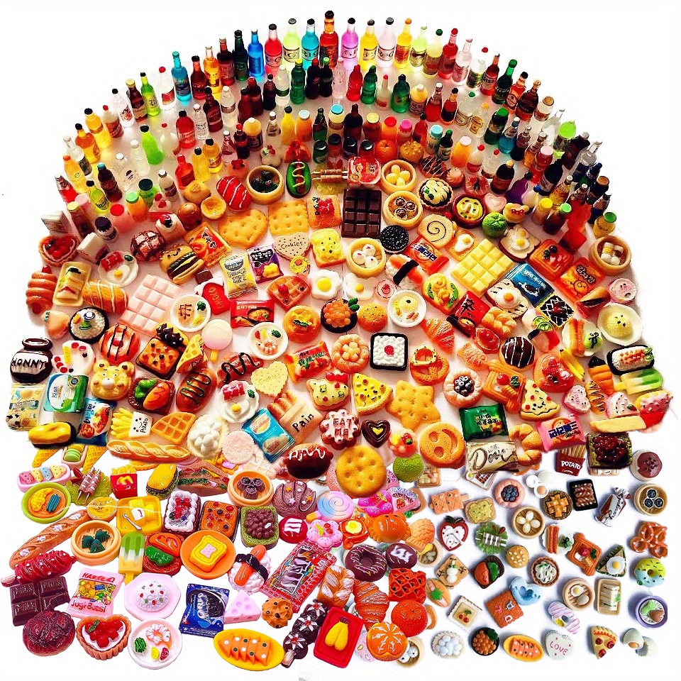 20 100pcs miniature food drinks bottle tableware assorted pretend foods mini dollhouse accessories mixed resin kitchen food cutlery kitchen cooking game party favors halloween christmas gift details 1