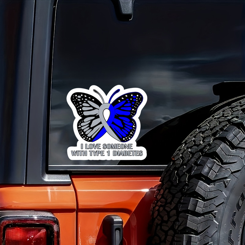 

I Love A Person With Type 1 Diabetes Sticker, Laptop Water Bottle Phone Car Butterfly Sticker, Waterproof Vinyl Sticker