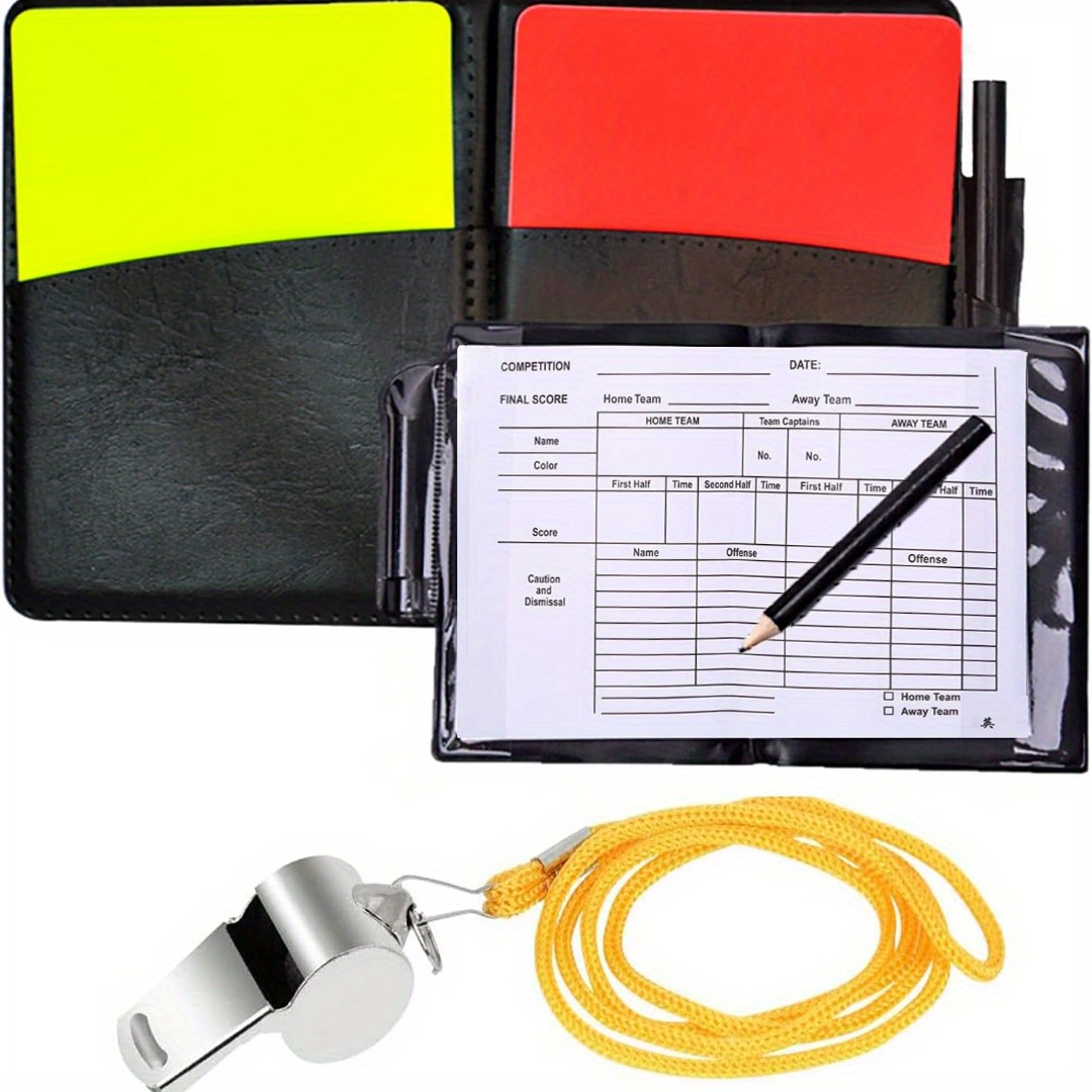 

Referee Card Set - Sports Referee Kit, Metal Whistle, Red Yellow Cards, Score Book With Pencil, Referee Equipment For Football Match