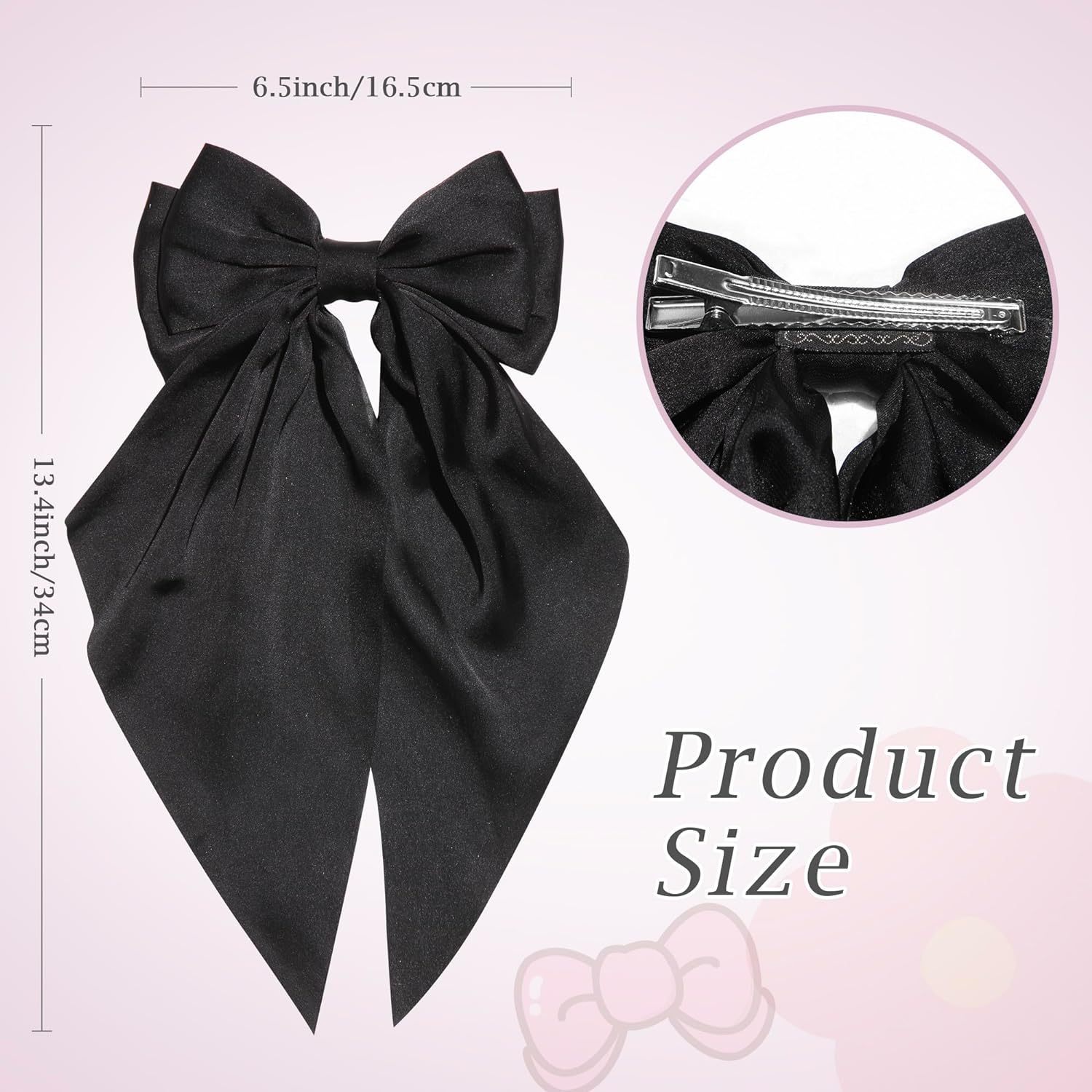 3PCS/Set Elegant Bow Hair Clips Sweet Silky Ribbon Bow Hairpins Women daily uses Hair Accessories details 5