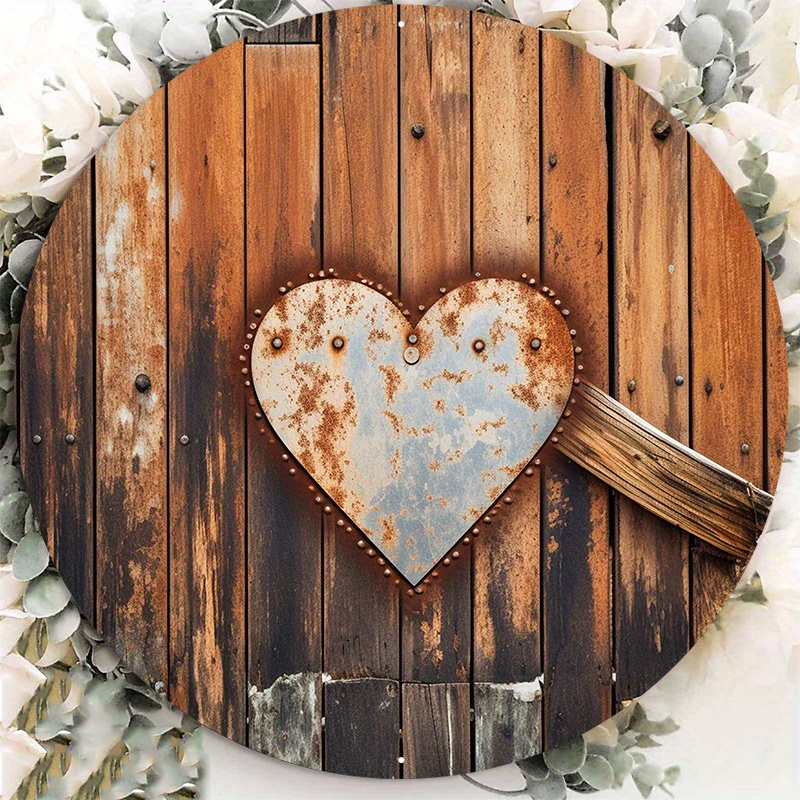 

1pc 8x8inch Aluminum Metal Sign A Sticker Of Love Is Sweet Love Heart Clip Art V, In The Style Of Rustic Textures