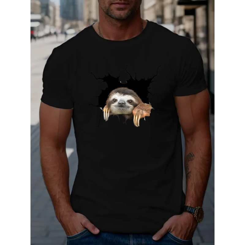 

Lovely Sloth Print T Shirt, Tees For Men, Casual Short Sleeve T-shirt For Summer