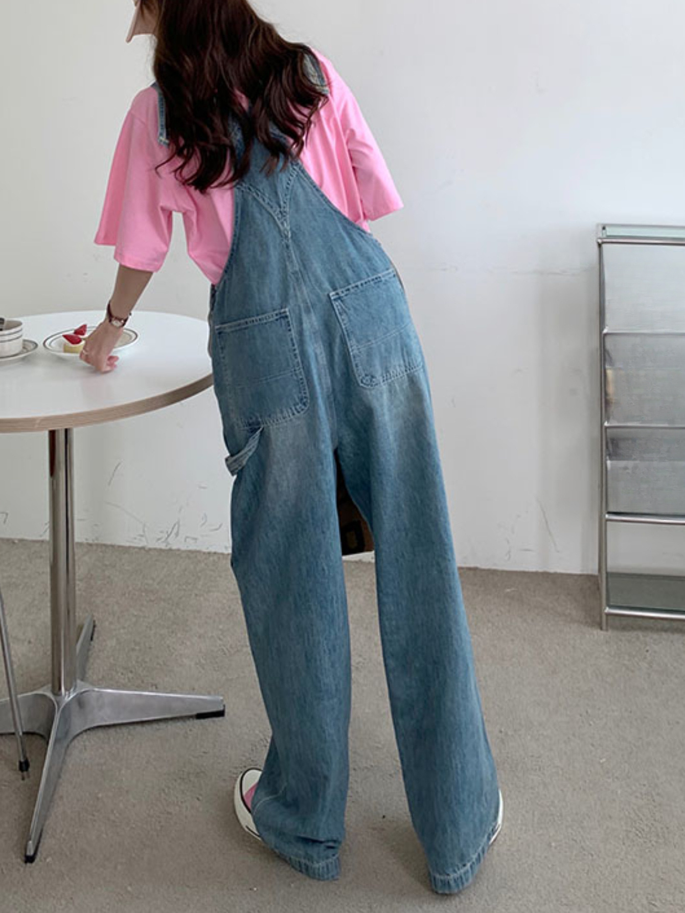 Korean Women Jeans Denim Overalls Strap Dungaree Dress Cute Loose