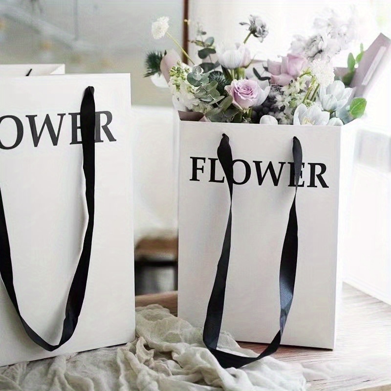 

4pcs, Flower Bouquet Tote Bag Gift Bag Large Flower Bag Packaging Bag Rectangle Paper Bag Gift Package Bouquet