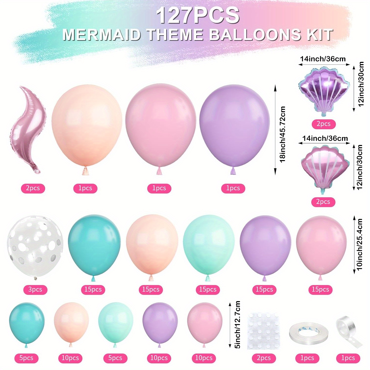 127pcs Ocean Themed Party Decorations Set Including Balloons