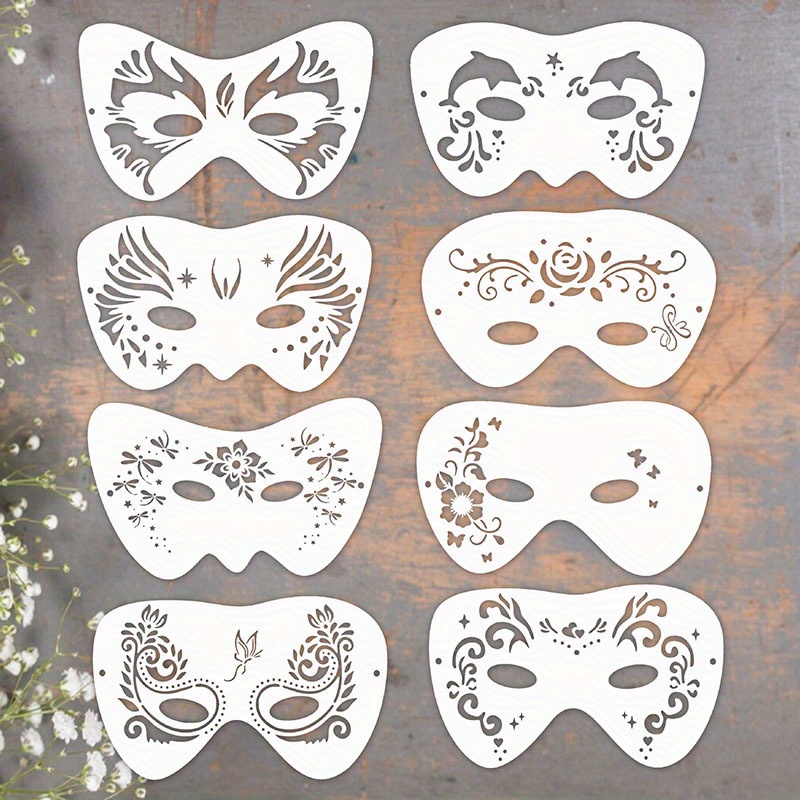 

8pcs Face Painting Stencil Pet Hollow Out Leakage Plate Diy Hand Painted Graffiti Spray Face Painting Stencil