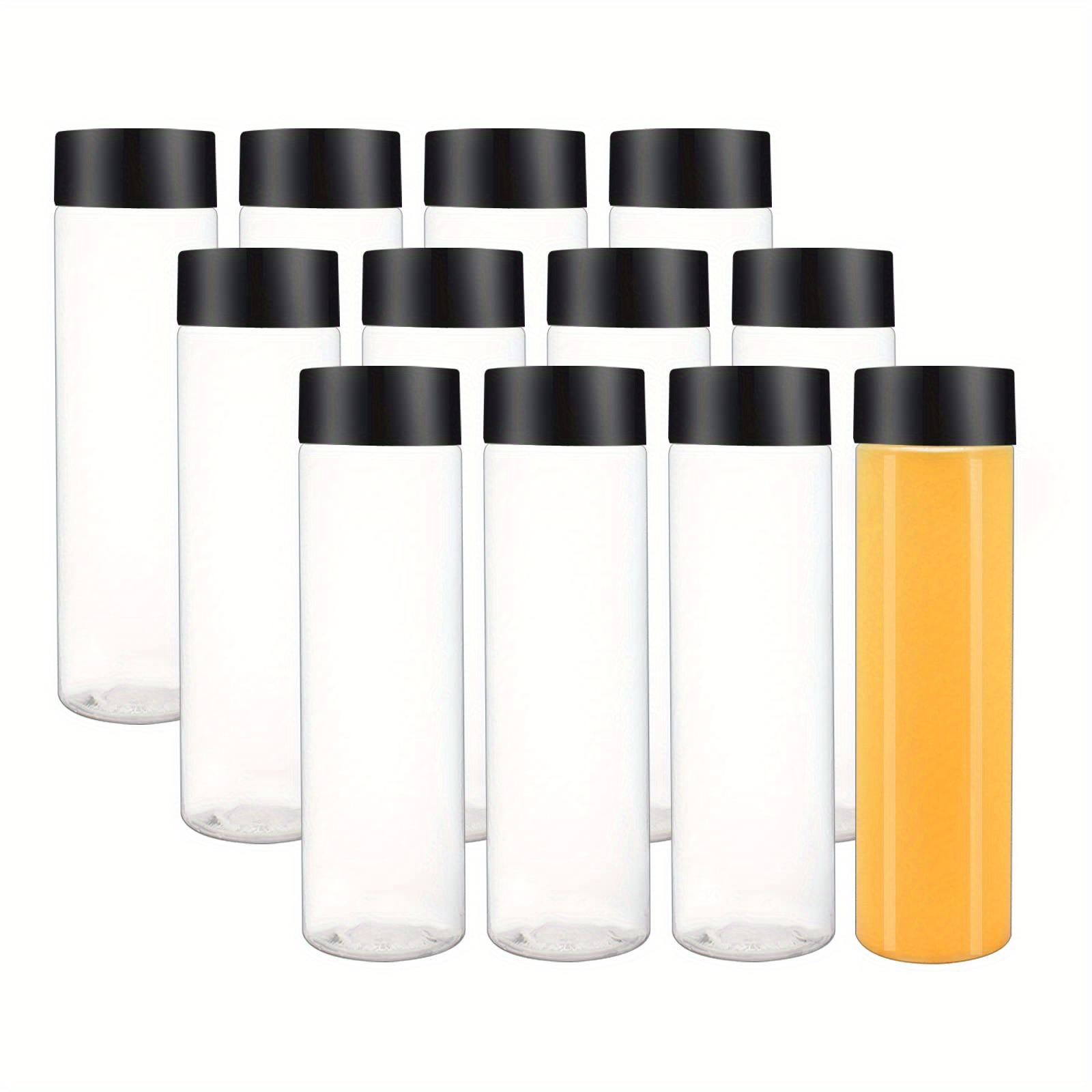 

4/6/12pcs Plastic Juice Bottles With , Portable Smoothie Bottles For Juice, Milk And Other Beverage, Travel Camping Picnic Drinkware Supplies