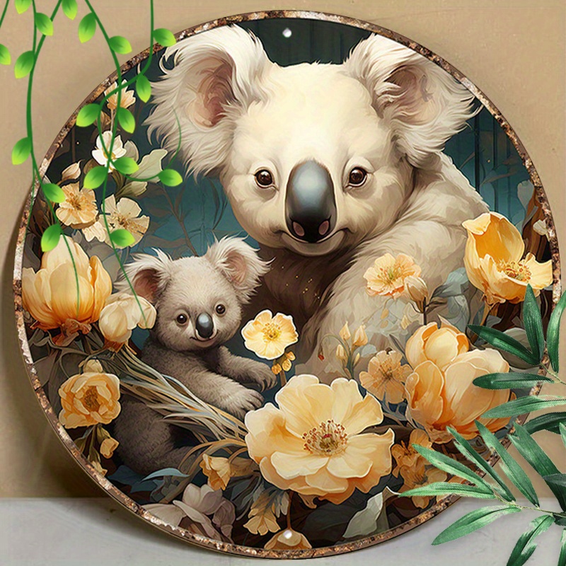 

1pc 8x8inch (20x20cm) Round Aluminum Sign Metal Sign Mother's Day Koala Sign Mother Birthday Gift Mother For Mom Ladies Gift For Coffee Shop Bathroom Garden Coffee