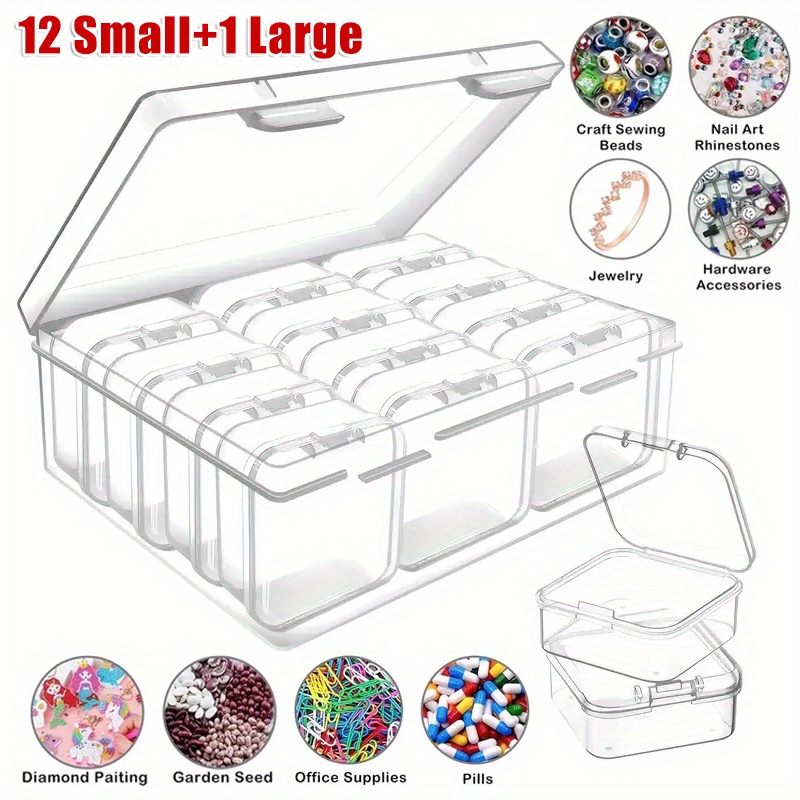 1pc 15 Grids Large Plastic Storage Organizer Box With Adjustable Dividers,  Clear Jewelry Craft Container For Tape, Beads, Sticker