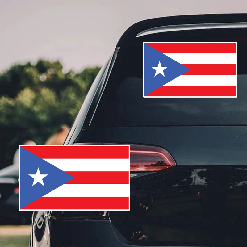 Puerto Rican Flag Sticker Decal - 5 Inch Vinyl Bumper Sticker For Cars & Windows