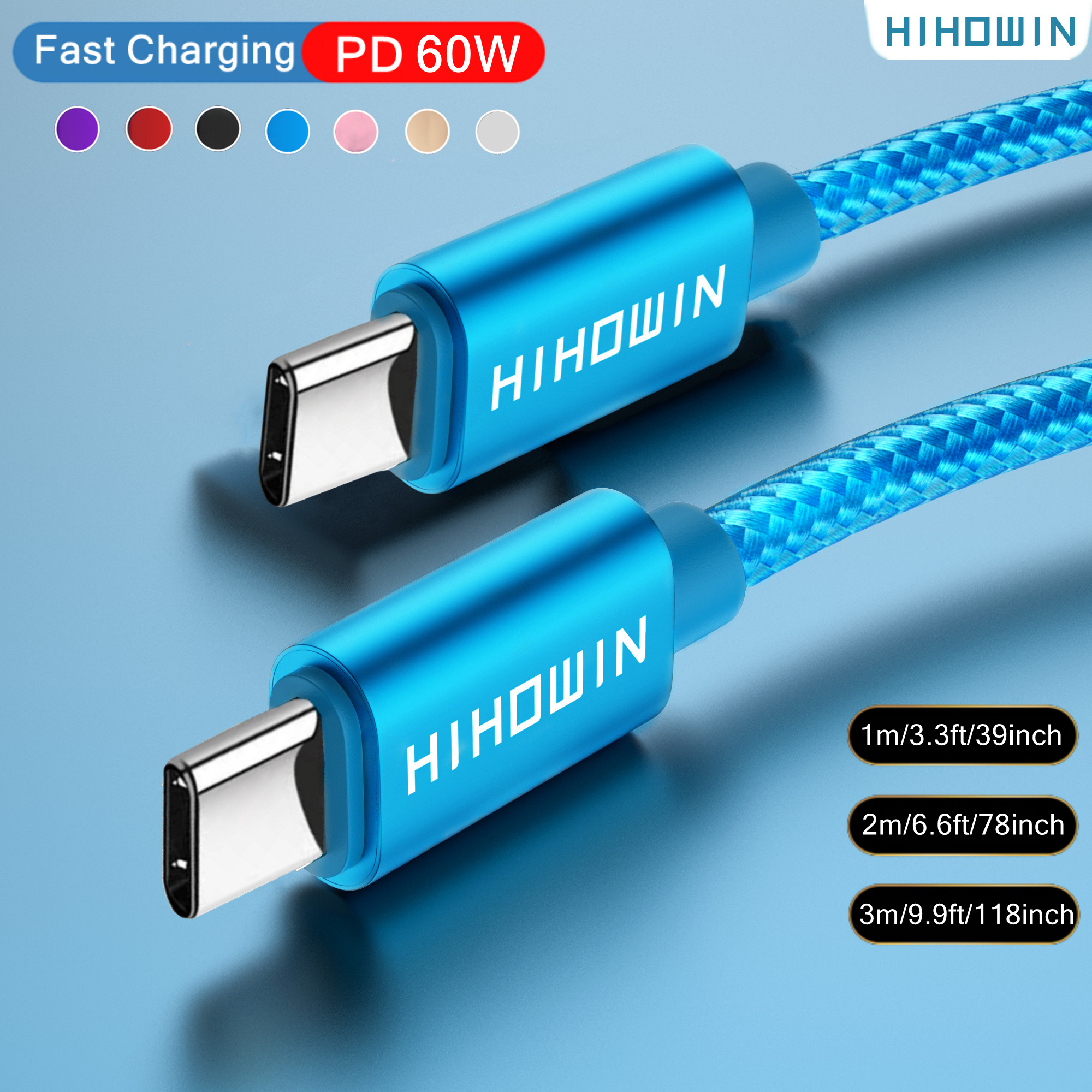 

60w Usb C To Usb C Charging Cable For 15 Samsung Xiaomi 5a Fast Charger Usb Type C Cable
