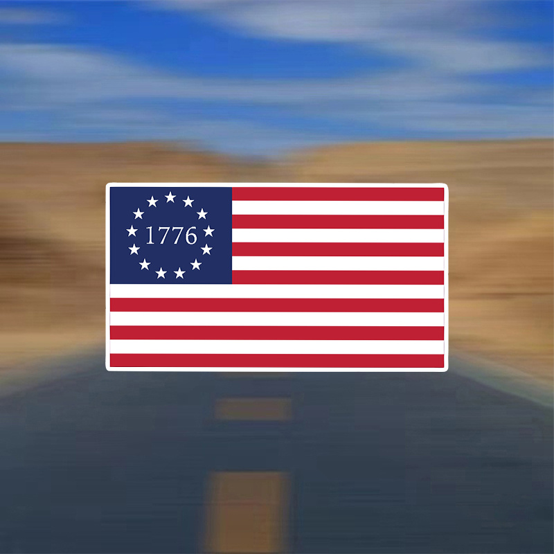 American Revolution B Ross Waving Flag United States Decal Sticker (RH)  V4