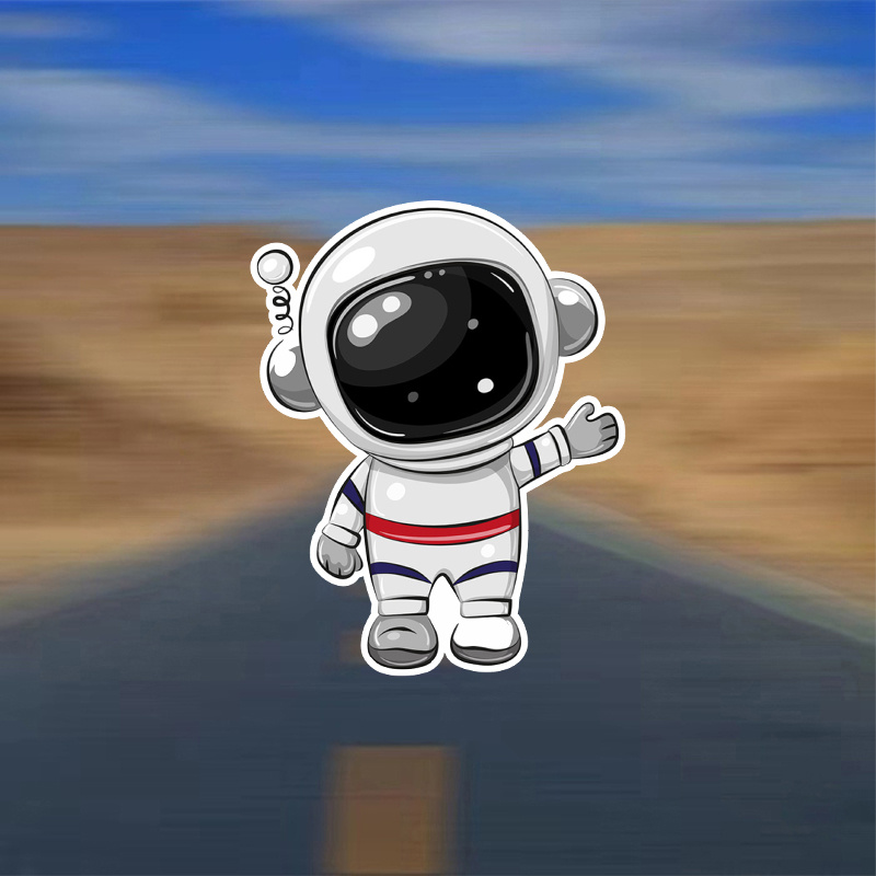 

Cute Funny Cartoon Astronaut Floating Hand In Hand Couple Car Vinyl Sticker