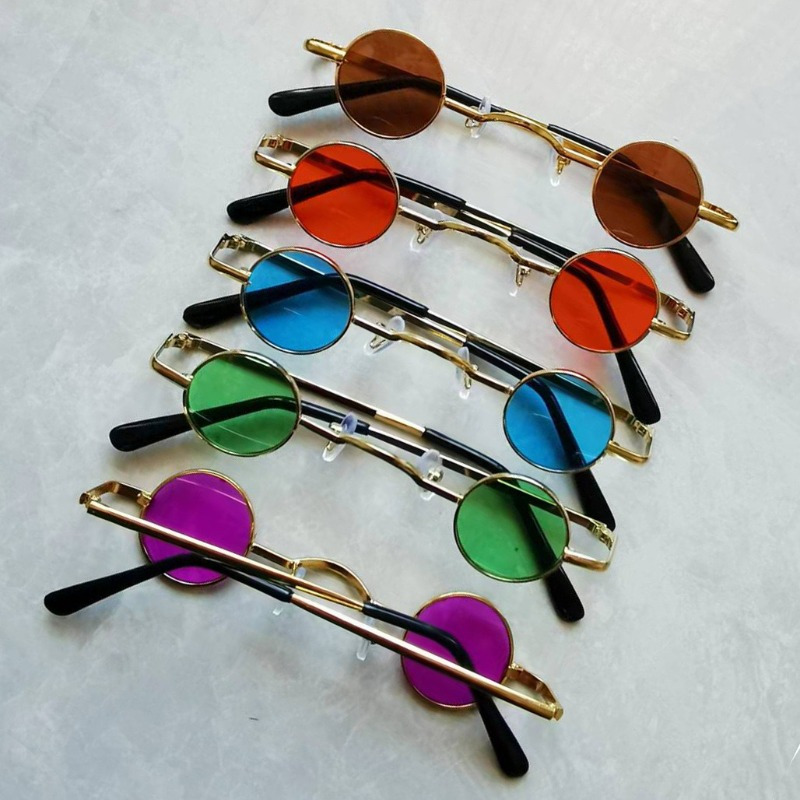 

Compact Round Fashion Glasses For Women Men Hiphop Fashion Metal Frame Retro Sun Shades Party Favors Tinted Lens Glasses