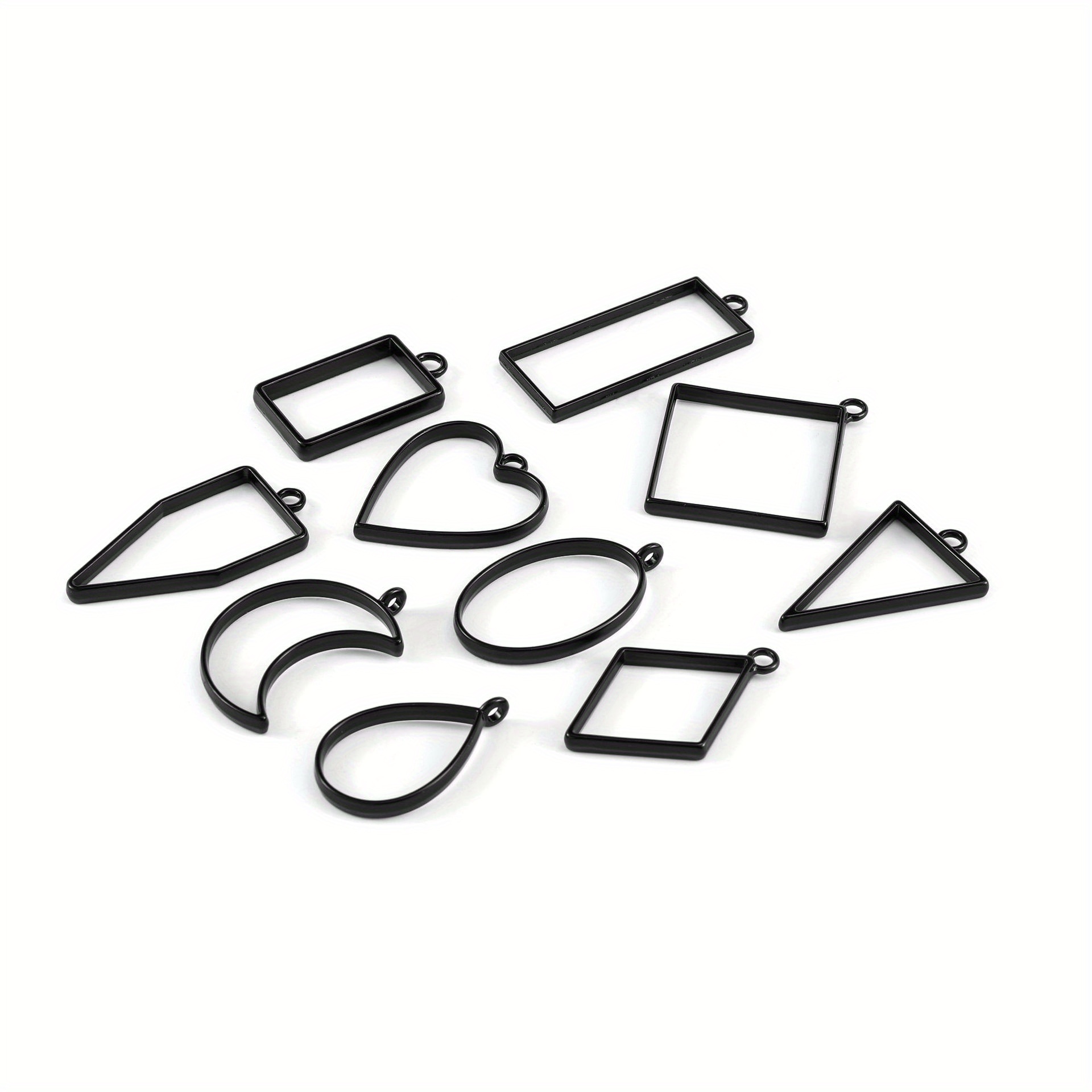 TEMU 11 piezas/paquete molde de geométrico hueco, bandeja para colgantes y accesorios DIY para hacer joyería