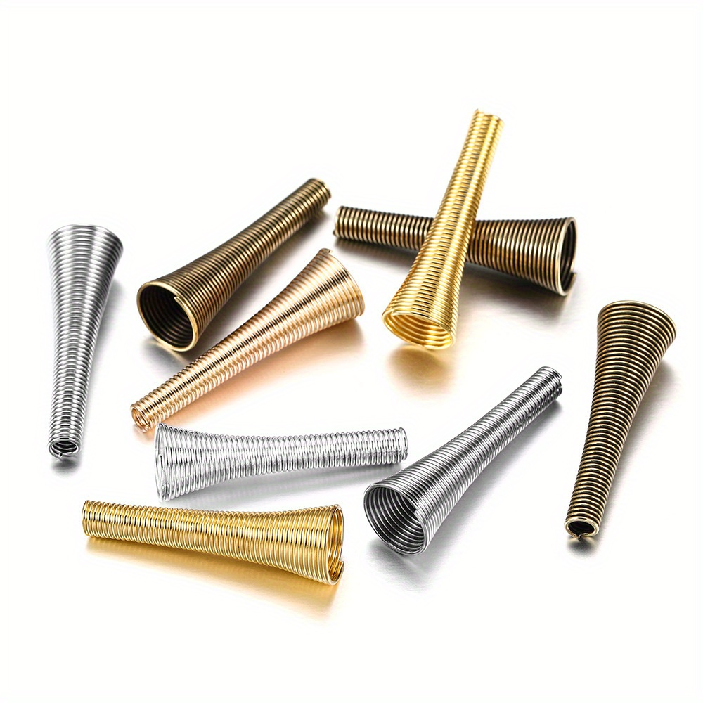 12pcs Iron Spring Funnel Spacer Beads - Cone Coil End Caps For Making & Craft Supplies