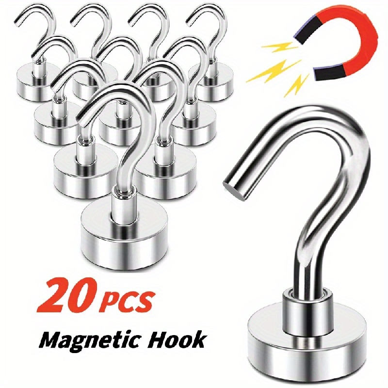 

20pcs Powerful Magnetic Hooks Versatile Storage Hooks For Home Kitchen Bar Storage Hooks Key Storage Hooks Bathroom Clothes Hanger