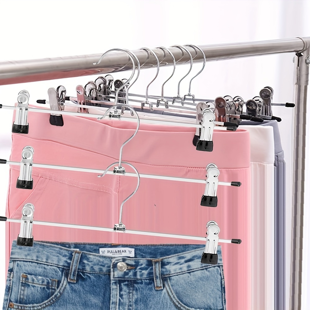 Pants Hangers Adjustable Clips Non slip Trousers Rack - Temu