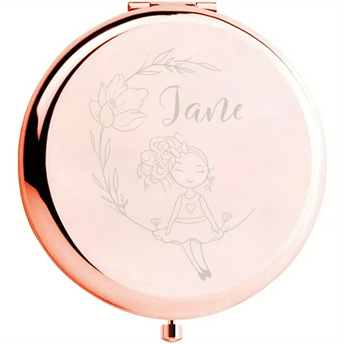 

1pc, Custom Name Mirror Compact Flower Girl Pocket Makeup Folding Mirror Graduation Gift Sister Bridesmaid Friends Party Gift Birthday Valentine's Day Mother's Day Gift