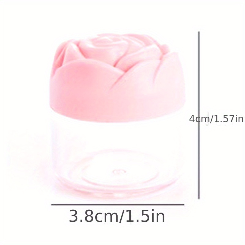TEMU 12pcs Plastic Cosmetic Cream Containers With Rose Shaped Screw Caps Empty Refillable Makeup Sample Container Travel Essentials