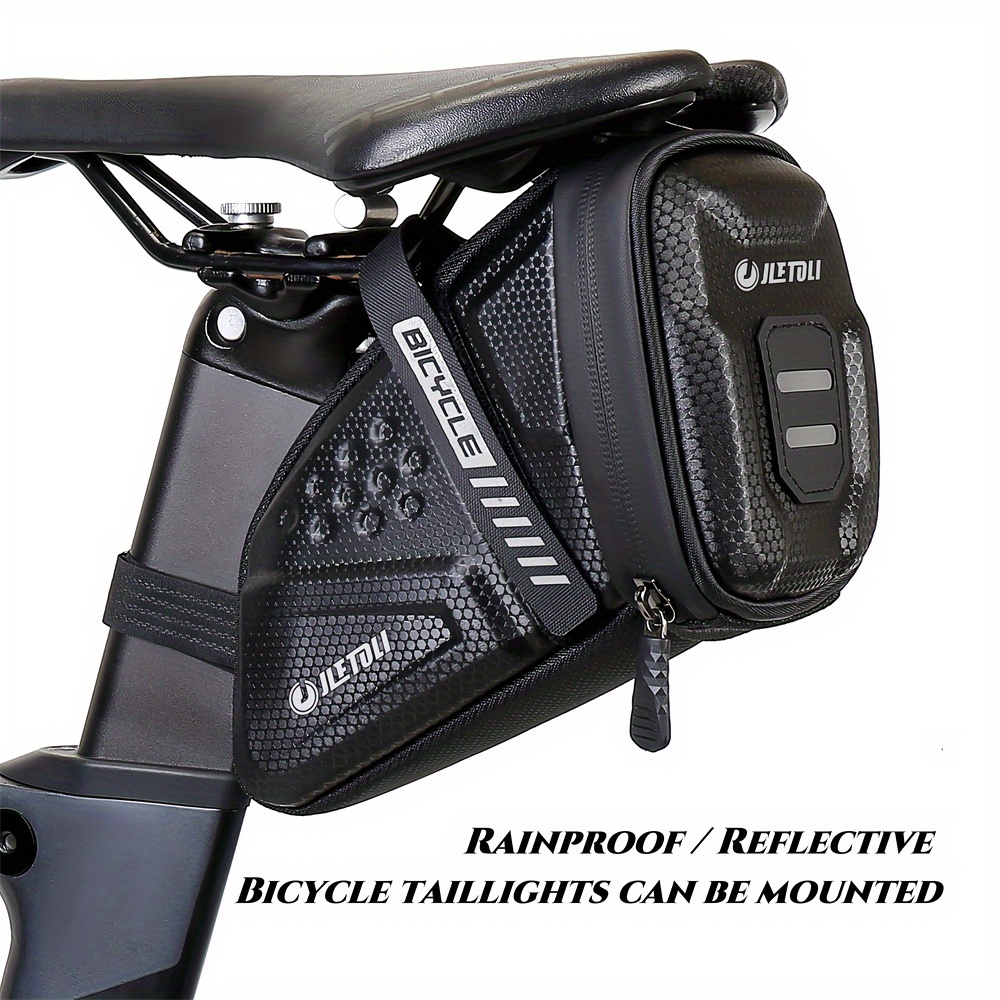 

Rainproof Bike Bag, Reflective Logo Bicycle Tail Bag, Suspendable Tail Lights Cycling Rear Bag, 1l