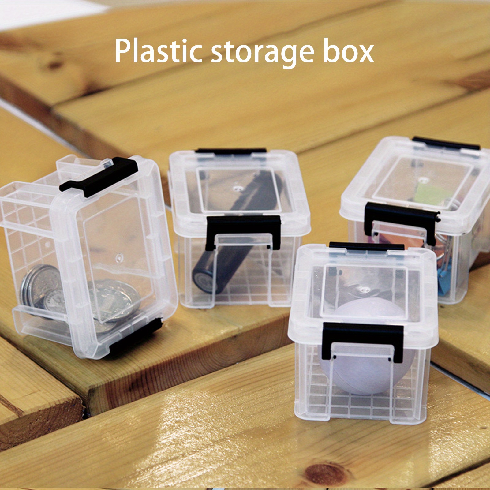BTSKY Portable Small Storage Box with Flap Lid Clear Plastic Dividing  Storage Container with Removable Inserts Multipurpose Plastic Sewing Box  Craft