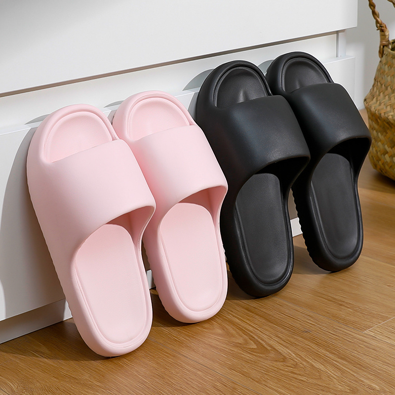 

Men's Solid Color Open Toe Eva Slides, Non Slip Quick-drying Slippers For Indoor Walking And Shower